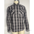 Camisa a cuadros gris negro de franela lavada